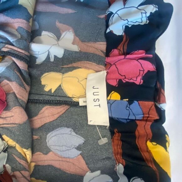 Just Floral Print Palazzo Pants Woman’s Sz L Loose Wide Leg Garden girl - Picture 7 of 10